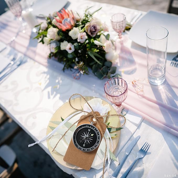 TaoBary 60 Pcs Compasses Valentines Day Wedding Party Favors Set, 2026 Mini Compass Souvenir Nautical with Kraft Tags and Organza Bag for Guests Birthday Nautical Travel Party Souvenir Gift(Silver)