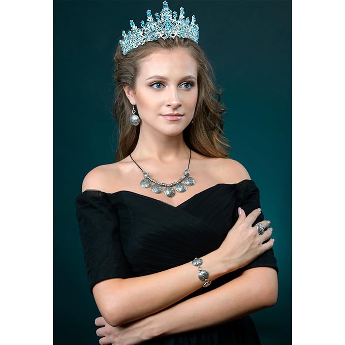 VELSCRUN Blue Crystal Birthday Tiara Crowns for Women Girls It's My Birthday Sash Queen Girls Princess Crown with Combs Happy Birth Party Decorations Mom Sisters Birth Gift Hair Accessories