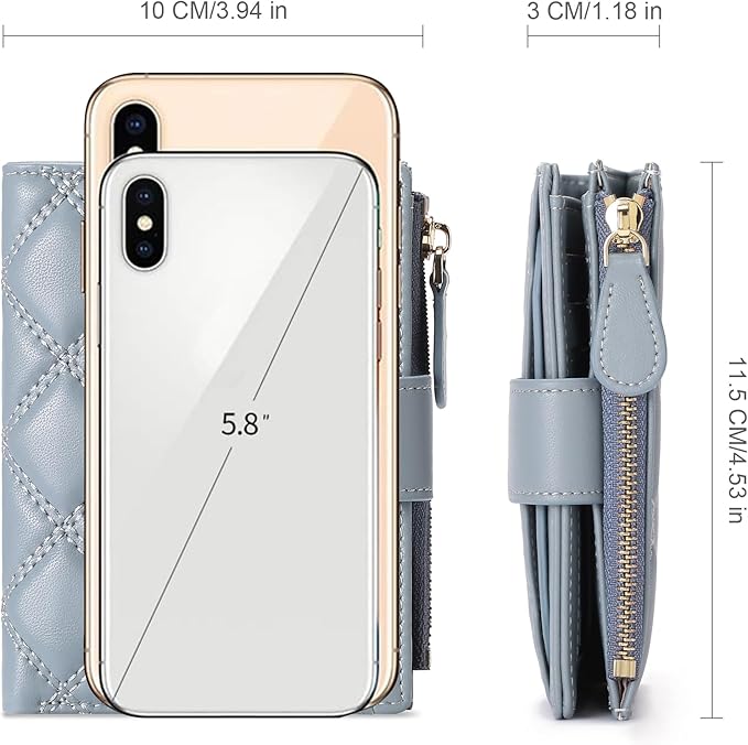 SENDEFN Small Wallet for Woman Leather RFID Blocking Bifold Zipper Pocket Credit Card Holder