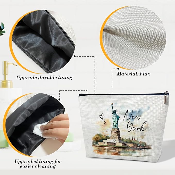 New York Travelling Gift Makeup Bag, City Travel Cosmetic Bag for Purse, Watercolor Gift, New York Souvenir, Trip Favors for Traveller, Travelling Lovers, City Themed Organizer