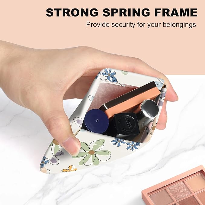 2Pcs PU Leather Small Squeeze Coin Purse Pouch Mini coin Bag Unique And Cute Wallet Cosmetic Bags Change Bag For Women Girls Men （Black Powder Line Flower