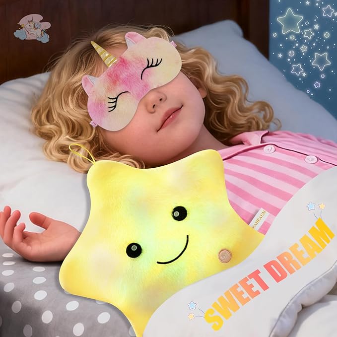 Throw Pillows for Couch Bed Living Room Decor Home Sofa Pillows Chair Lumbar Birthday New Year, Large Cute Decoration Soft Plush Star Shaped Throw Pillow Sets Colorful Yellow