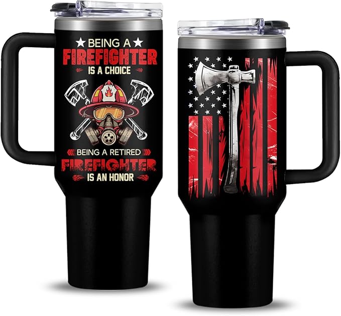 Retired Firefighter Gifts for Men Women, Retired Fireman Stainless Steel Tumbler Cup 40 oz, Retirement Birthday Gifts for Fireman, Being A Retired Firefighter is An Honor Insulated Mug