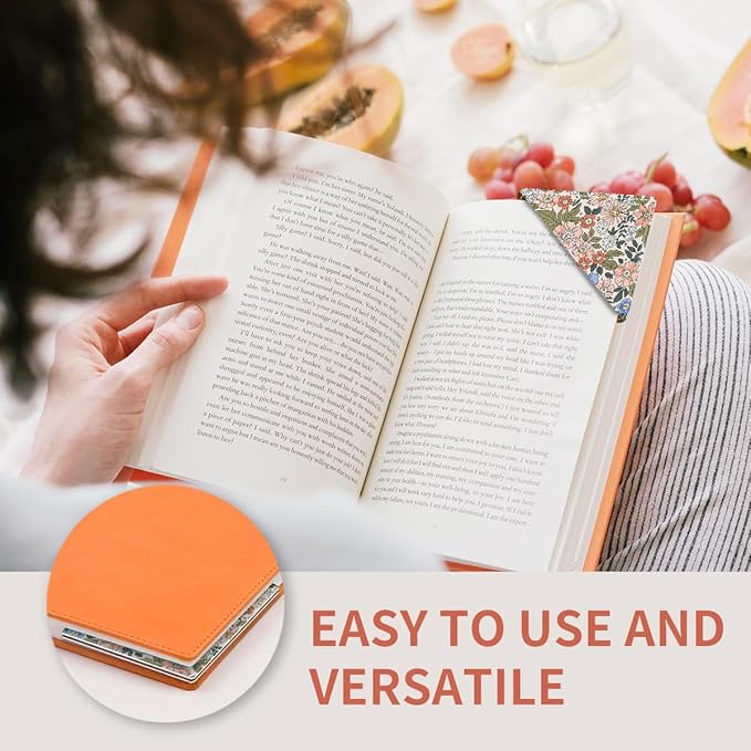 Cute Leather Bookmarks, Fun Triangle Making Corner Bookmark, Book Accessories for Reading Book Lovers, Unbreakable Page Markers for Women Men Cute Colorful Flower