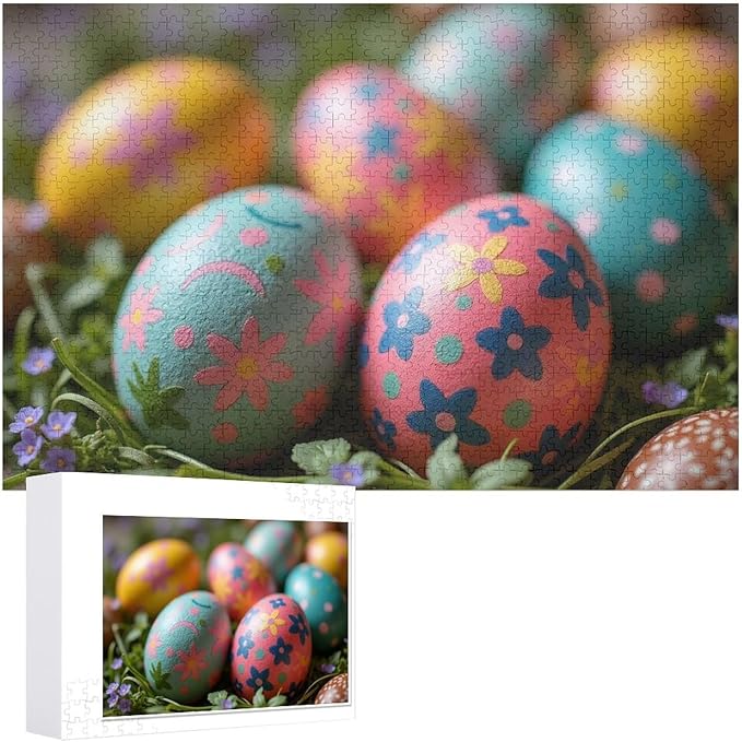 Wooden Puzzle - Easter Eggs Jigsaw Puzzles，Wooden Puzzles for Adults 1000 Pieces Challenge Puzzles，Educational Games，Family Puzzles，Unique Gifts for Wall Art,Funnny Puzzles
