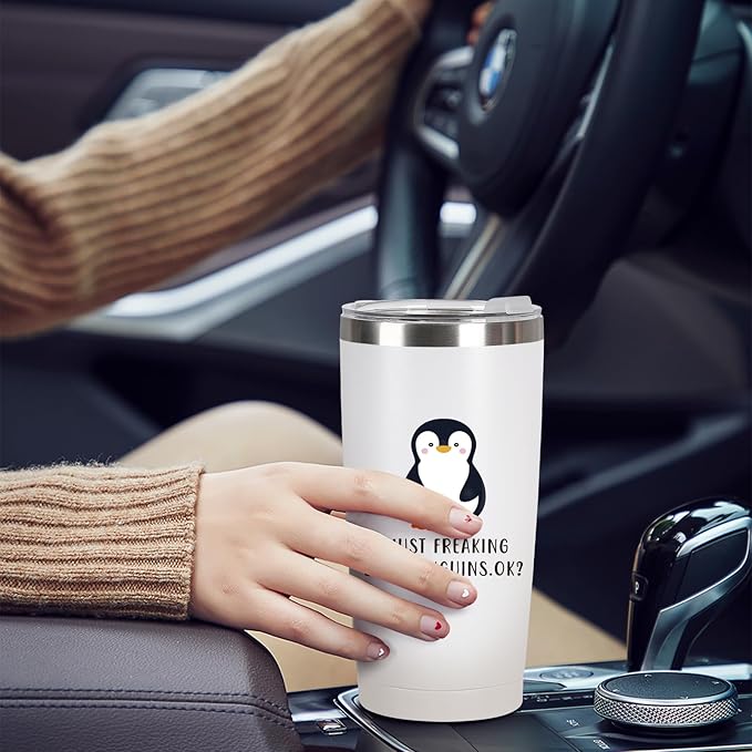 MASGALACC Penguin Gifts for Women - 20oz Penguin Themed Tumbler Mothers Day Gifts With Penguins Figurines Birthday Christmas Ideas for Her