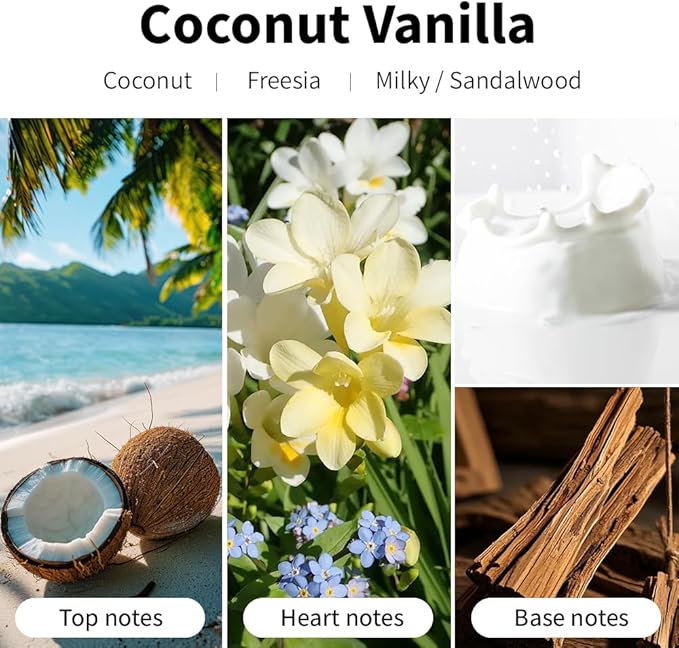 Coconut Vanilla Scented Candles, 7oz Soy Wax Candle, Long Lasting Aromatherapy Jar Candle for Home, Scented Long Burning Candle Gift for Women and Men