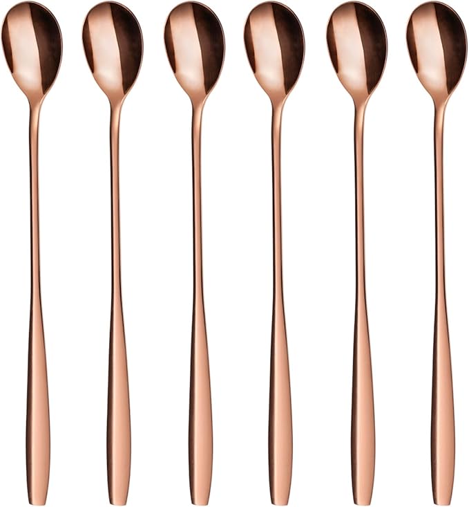 GRÄWE Macchiato Stainless Steel Ice Cream Scoop, Long Spoon Ideal for Coffee, Desserts and Ice Tea, Dishwasher Safe, Red Gold
