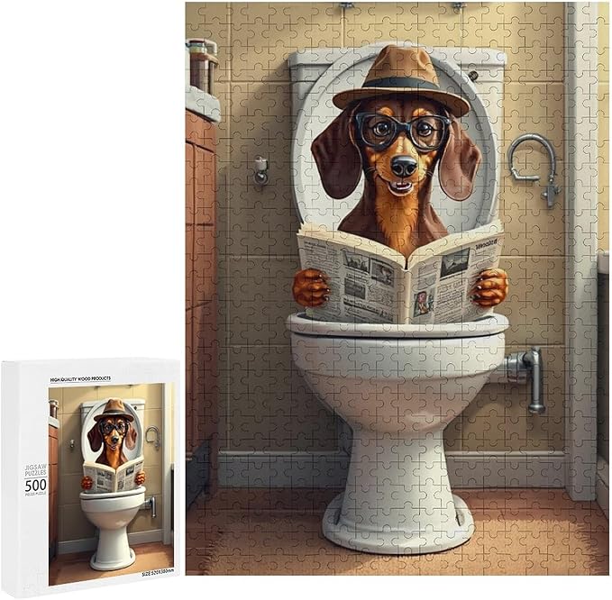 Jigsaw Puzzles for Adults 500 Piece - Lavatory Dachshunds Dog Wooden Puzzle，Challenge Puzzles Puzzle Games， Stress Relief Games，Funny Puzzles，Unique Gifts for Wall Art