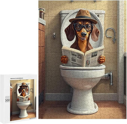 Jigsaw Puzzles for Adults 500 Piece - Lavatory Dachshunds Dog Wooden Puzzle，Challenge Puzzles Puzzle Games， Stress Relief Games，Funny Puzzles，Unique Gifts for Wall Art