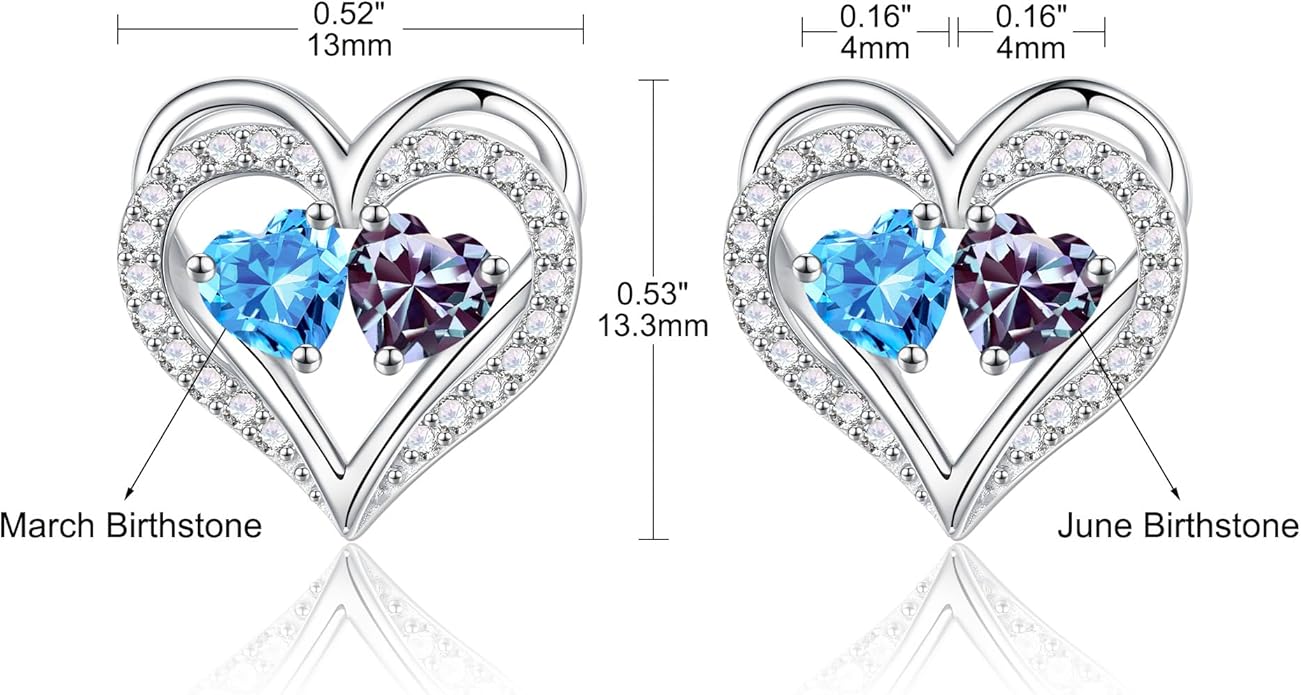 Iefil Valentines Day Gifts for Her - 925 Sterling Silver Birthstone Earrings, Anniversary Birthday Gifts for Women Wife Girlfriend Mom