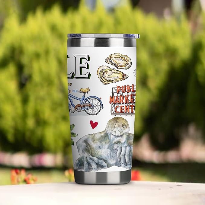 City Tumbler for City Lover,20oz Double Wall Vacuum Insulated Stainless Steel Coffee Cups (Seattle)