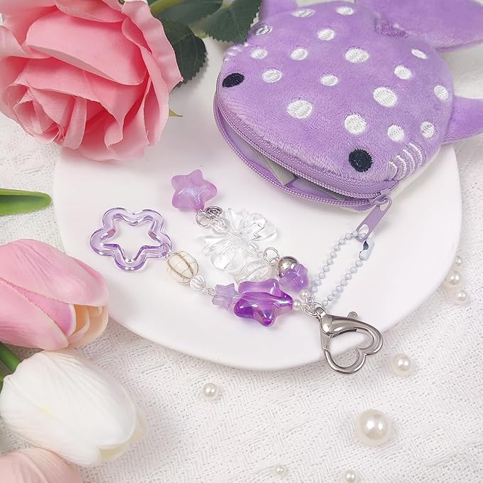Cute Keychain Whale Shark Coin Purse Keychain Cute Plush Zipper Change Pouch, Kawaii Handmade Wallet for Women