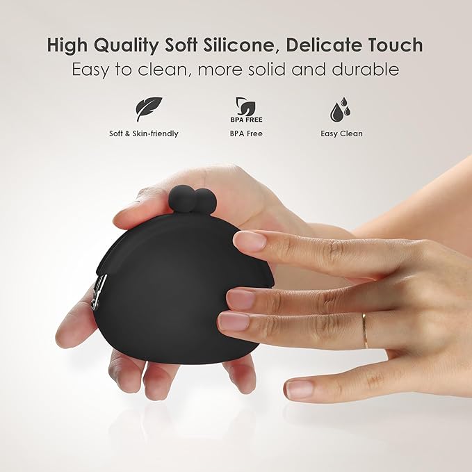 Coin Purse for Women – Silicone Small Coin Pouch with Kiss Lock for Coins, Keys, Lipstick, and Earphones – Mini Cute Change Purse, Coin Purse & Pouch for Daily Life, Cars, Travel, Party (Black)