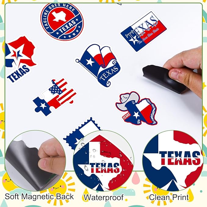 Texas Fridge Magnet Stickers - 20 Pcs Texas Refrigerator Magnet USA Flag USA State Travel Souvenirs Gifts Refrigerator Stickers for Home Kitchen Office Cruise Door Decor