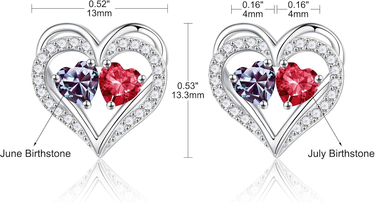 Iefil Valentines Day Gifts for Her - 925 Sterling Silver Birthstone Earrings, Anniversary Birthday Gifts for Women Wife Girlfriend Mom