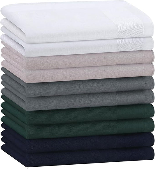 HOULIFE Men's Cotton Handkerchiefs, Solid Color 60S Soft Cotton Hankies for Men Women 6/12PCS 15.7"×15.7"