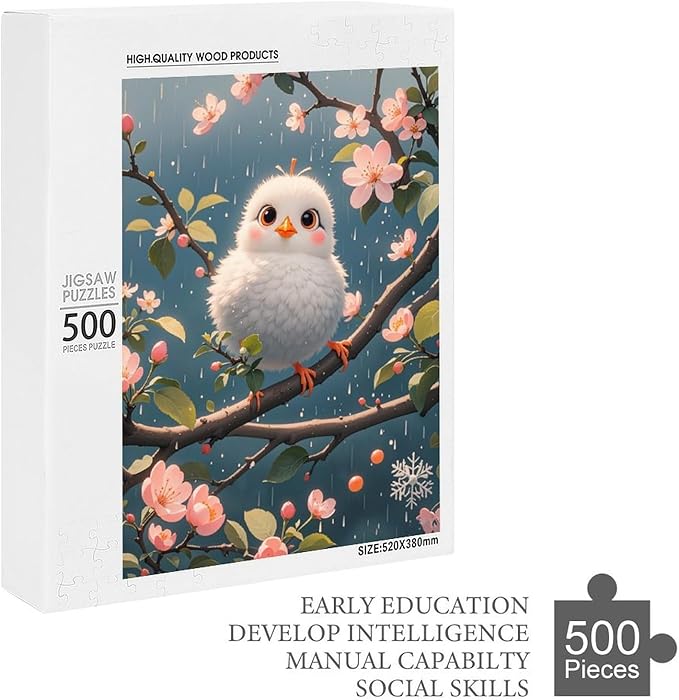 Wooden Puzzles 500 Piece，Bird Flower Themed Jigsaw Puzzles，Stress Relief Games，Puzzle Games Challenge Puzzles，Educational Games，Family Puzzles