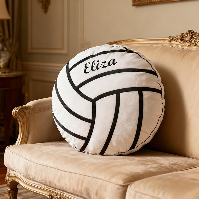 Personalized Name Volleyball Pillow Custom Name Volleyballl Pillow for Boys Girls Customized for Volleyball Fans Kids Birthday Sports Room Decore Game Day Sofa Cushion