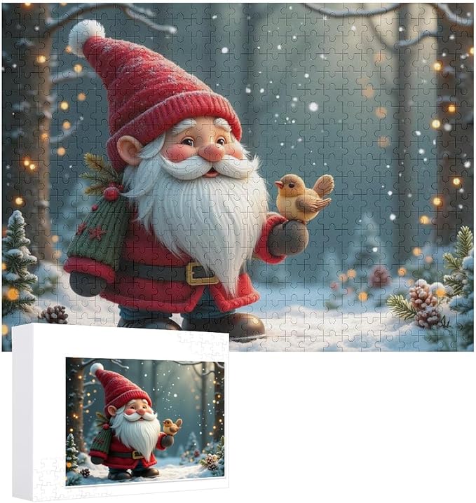 Wooden Puzzle - Vintage Christmas Gnome Wooden Puzzles for Adults 500 Pieces Challenge Puzzles，Educational Games，Family Puzzles，Unique Gifts for Wall Art ，Funny Puzzles