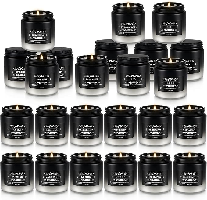 24 Pack Scented Candles with Added Natural Essential Oils, 3.5oz, Suitable for Various Festivals, Parties, Yoga, and Home Scened