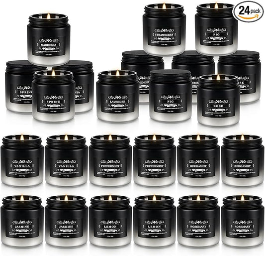 Scented Candles Set - 24 Pack Gradient Black Men Candles for Home Scented, 3.5 oz, Aromatherapy Soy Candle Gifts Set for Men, Birthday, Valentine, Christmas, Anniversary Present for Him