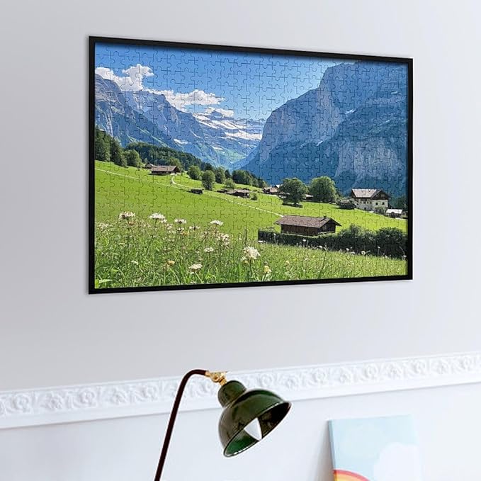 Lauterbrunnen Valley Switzerland Summer Mountain European - 500 Piece Jigsaw Puzzles for Adults，Stress Relieving Game Props Positive Thinking Puzzles Entertainment Puzzles for Adults and Teens Toy