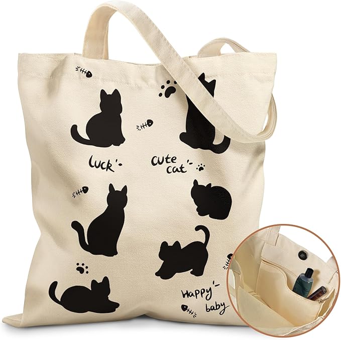Miss Adola Aesthetic Tote Bag for Girls - with Magnetic Buckle and Zipper Inner Pocket for Women Lady Canvas Cotton Tote Bag