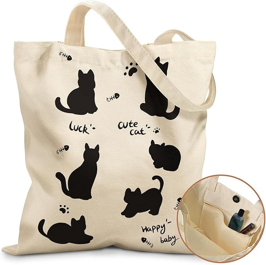 Miss Adola Aesthetic Tote Bag for Girls - with Magnetic Buckle and Zipper Inner Pocket for Women Lady Canvas Cotton Tote Bag