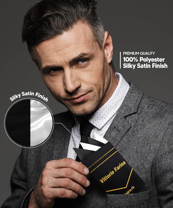 Premium Pre-Folded Four-Point Suit Pocket Square for Men with Sewn Pocket Fold