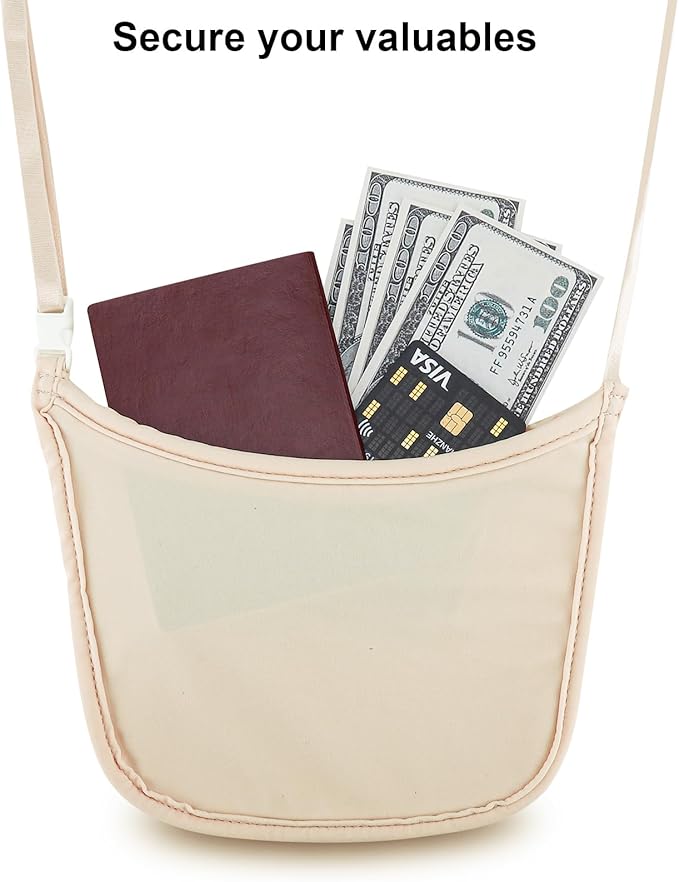 Hidden Wallet Travel Hidden Wallet Under Clothes Undergarment Crossbody Secert Body Pouch for Passport Money & Valuables(Fleshcolor)