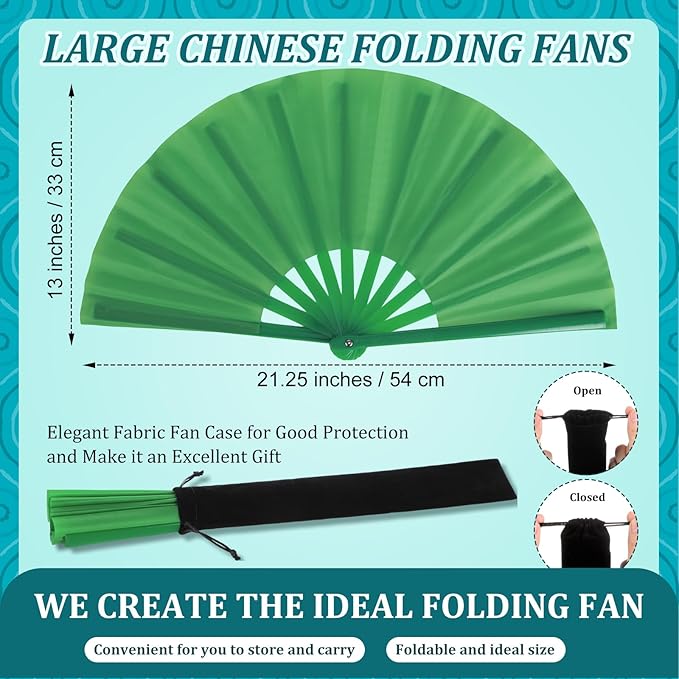Blulu 4 Pcs 11 Inch Large Folding Hand Fans Bulk Clapping Popping Rave Fans for Kids Women Men for Dancing Boots on The Ground Festival Party Decoration(Classic Style, Retro Color)
