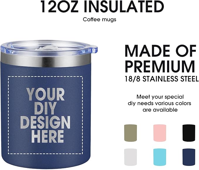 Personalized Custom Tumbler Print in USA 12oz 100Pcs Stainless Steel Travel Coffee Cup with Lid & Straw Double Wall Insulated Mug With Colorful Text Logo Photo