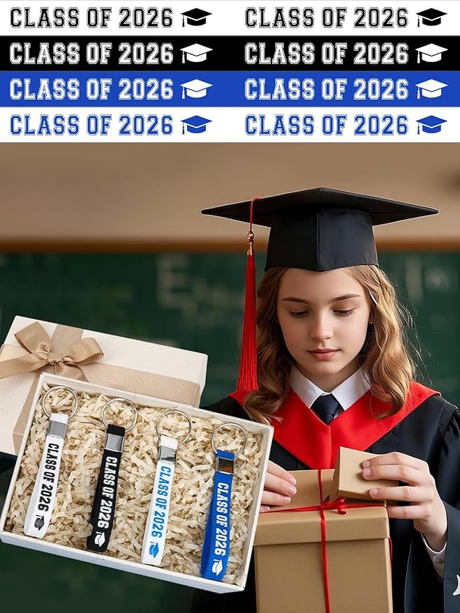 36Pcs Class of 2025 Graduation Party Favors Silicone Keychains Gift Inspirational Silicone Keychains for Class Of 2025 University Senior Graduation Party