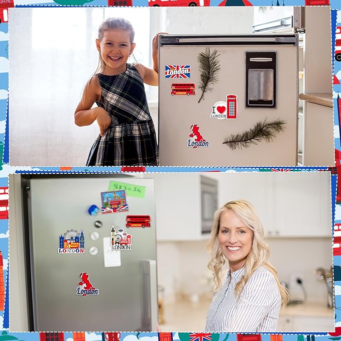 18 Pcs London Fridge Magnet Magnetic Refrigerator Stickers Metal Magnet London Souvenirs Gifts Refrigerator Magnets Home Decoration Accessories