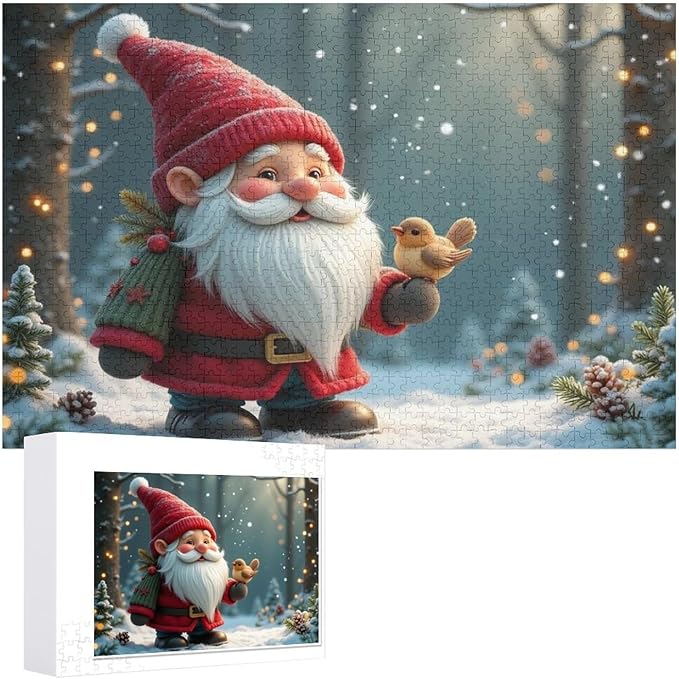 Wooden Puzzle - Vintage Christmas Gnome Wooden Puzzles for Adults 1000 Pieces Challenge Puzzles，Educational Games，Family Puzzles，Unique Gifts for Wall Art ，Funny Puzzles