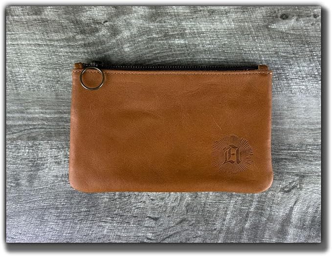 Leather Pouch with Zipper (Pecan Veg-Tan, Small 7.75" x 5")