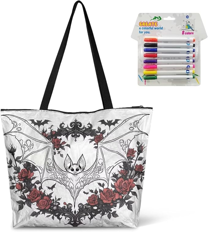Cartoon Animal Printed DIY Coloring Tote Bag Waterproof Paper Handbags for Women Large Travel Shoulder Bags Purses