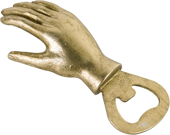 Vintage Hand Shape Beer Bottle Opener Functional Bottle Opening Father's Day Christmas Birthday Gift for Men Husband Father Beer Lovers Funny Metal Decor for Homes Kitchen Man Cave, Gold