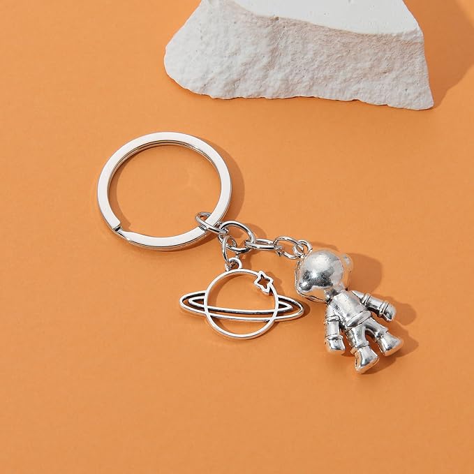 PHAETON 20PCS Robot Keychains Men Creative Spacemen Key Chain Space Robot Key Ring for Space Favors Lover Gifts Office Backpack Purse Charm