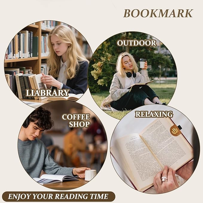 Personalized Leather Magnetic Bookmark with Pen Holder, Custom Bygone Mark Bookmark with Pen Holder, Custom Bookmarks with 26 Letters for Reading Women, Men, Teachers, Book Lovers（Brown，I）
