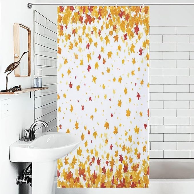 Fall Falling Maple Leaves Shower Curtain Waterproof Washable Fabric Bathroom Shower Curtains for Bathroom Decorations Home Indoor Decor 35x72Inch
