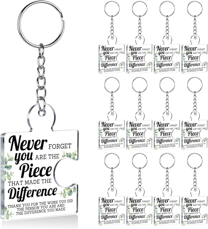 Team Appreciation Gifts for Employee Coworker Staff Bulk, Teamwork Thank You Gift Set Puzzle Piece Acrylic Keychains