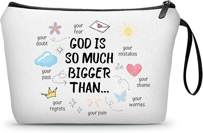 Christian Gifts for Mom Women Inspirational Religious Baptism Bible Religion Faith God Birthday Small Makeup Cosmetic Bag for Teacher Female Coworker Friend Siste Her Mother's Day