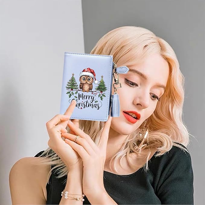 GEEAD Custom Design Small Wallets for Women Bifold Slim Coin Purse Zipper ID Card Holder for Christmas