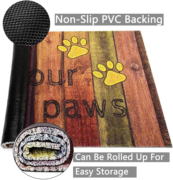 Darkyazi 23.6" x 35.4" Colorful Doormats Entrance Front Door Rug Funny Outdoors/Indoor/Bathroom/Kitchen/Bedroom/Entryway Floor Mats，Non-Slip Polyvinyl Chloride (Wipe Your Paws-Yellow)