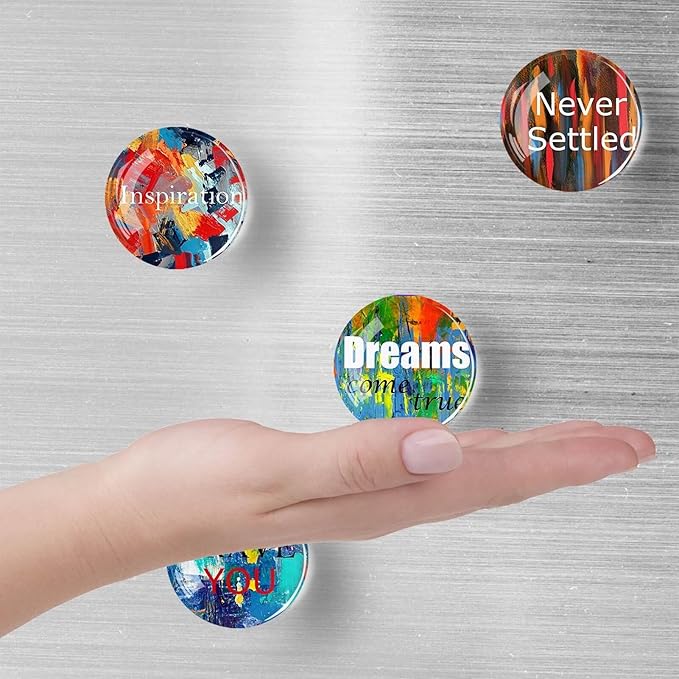 12Pcs Glass Refrigerator Magnets - Fridge Magnets Decoration for Classroom, Locker, Office Whiteboards, Cabinet, Dishwasher and Magnetic Surfaces (Inspirational Quote Sunny)
