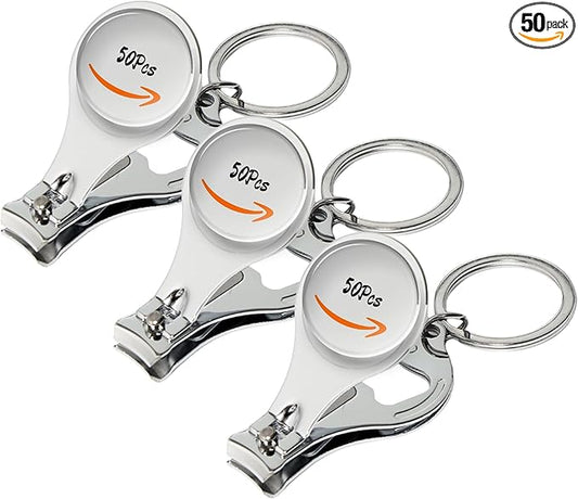 50PCS Customizable Nail Clipper Bottle Opener Keychain – Personalized Colorful Text/Logo Party Favors for Weddings, Bars, Breweries Corporate Promotion Anniversaries, Christmas, Baptism, Travel
