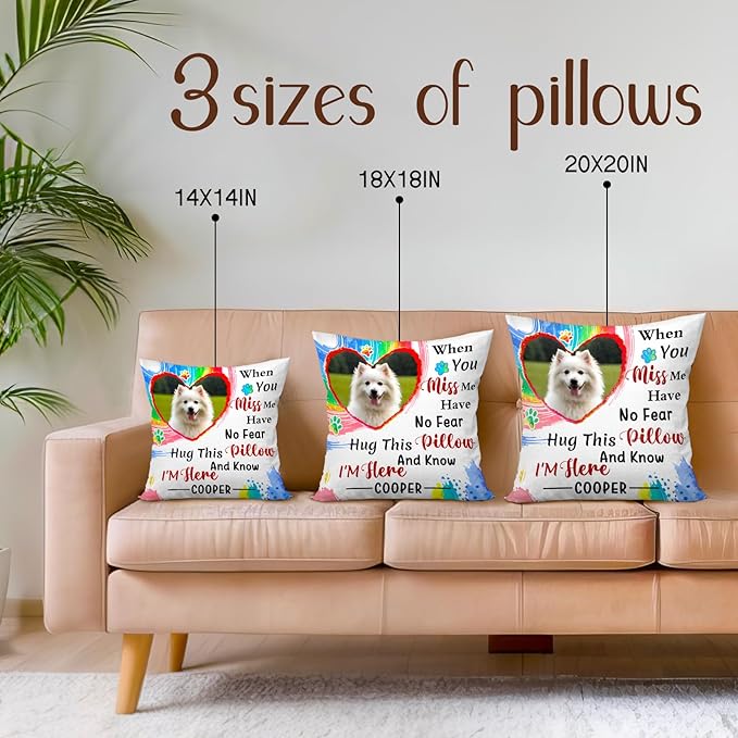 Personalized Memorial Throw Pillow with Photo (Insert Included), Sympathy Gift for Pet Loss, Customized Pillow Pets for Dog Owners (Rainbow)