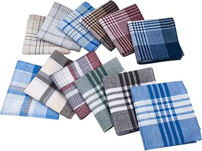 Men's Handkerchiefs 100% Cotton Handkerchief with Check